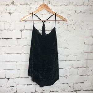 Black velvet and lace racer back camisole